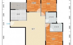 114平米三房一厅两卫户型图