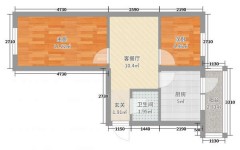 45平两房一厅一卫设计图