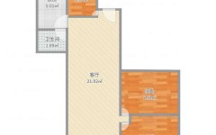 58平三房一厅一卫平面图