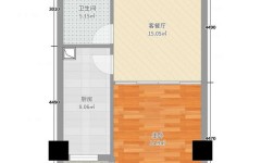 57平一房一厅一卫设计图