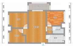 77平米三房一厅一卫户型图