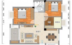 97平米三房一厅一卫户型图