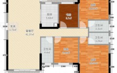 140平四房一厅三卫户型图