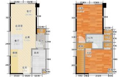 79平两房两厅一卫复式户型图