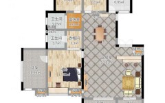 135平方米三房一厅两卫户型图