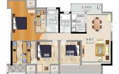 158平方米四房一厅两卫户型图