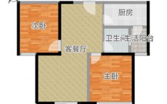 80平米两房一厅一卫平面图
