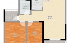 90平两房一厅一卫平面图