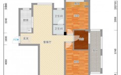 107平米三房一厅两卫户型图