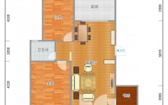 97平米三房一厅一卫户型图