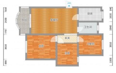 95平米三房一厅一卫平面图